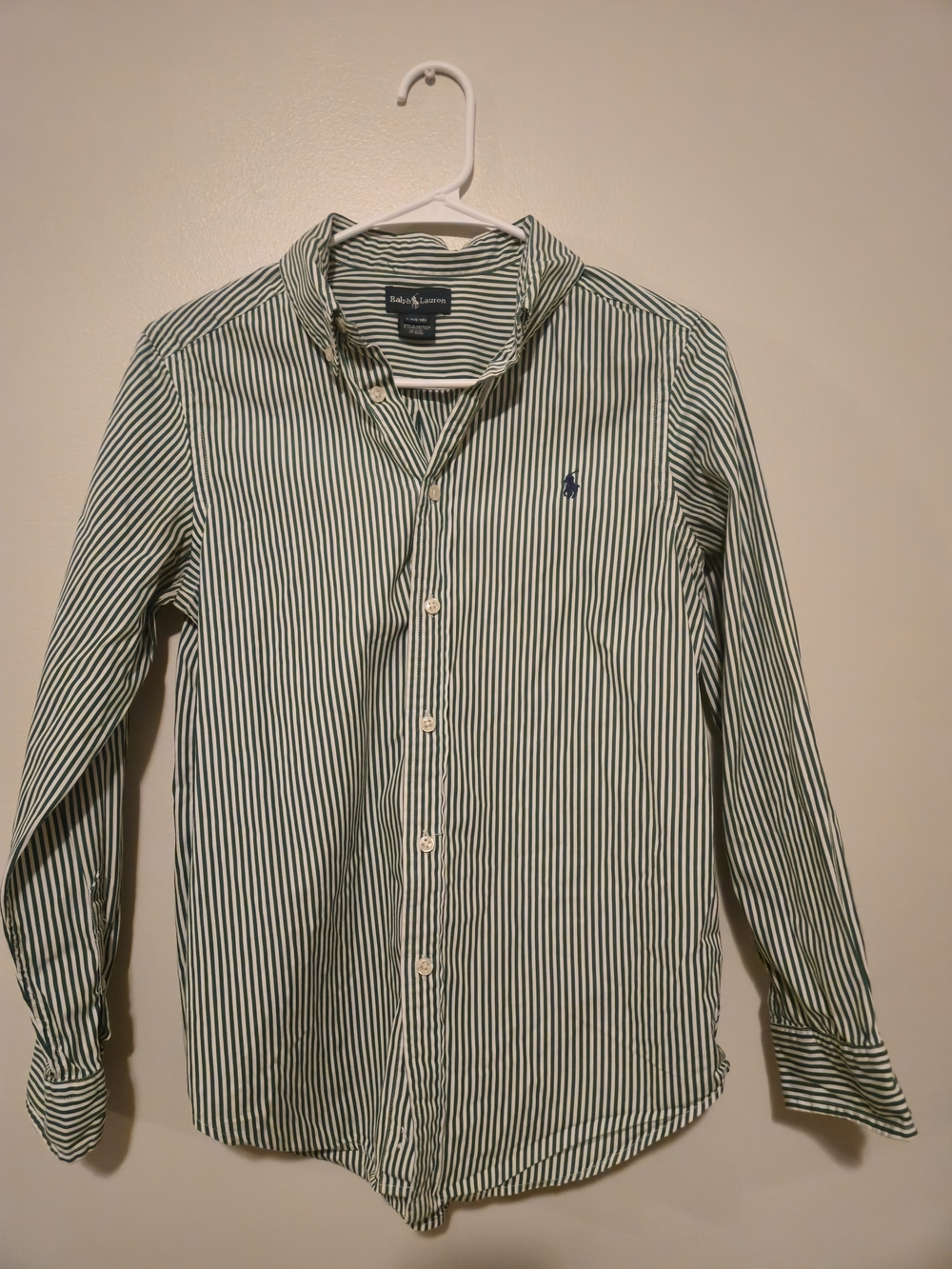 Ralph Lauren Green & White Striped Oxford Shirt Boys